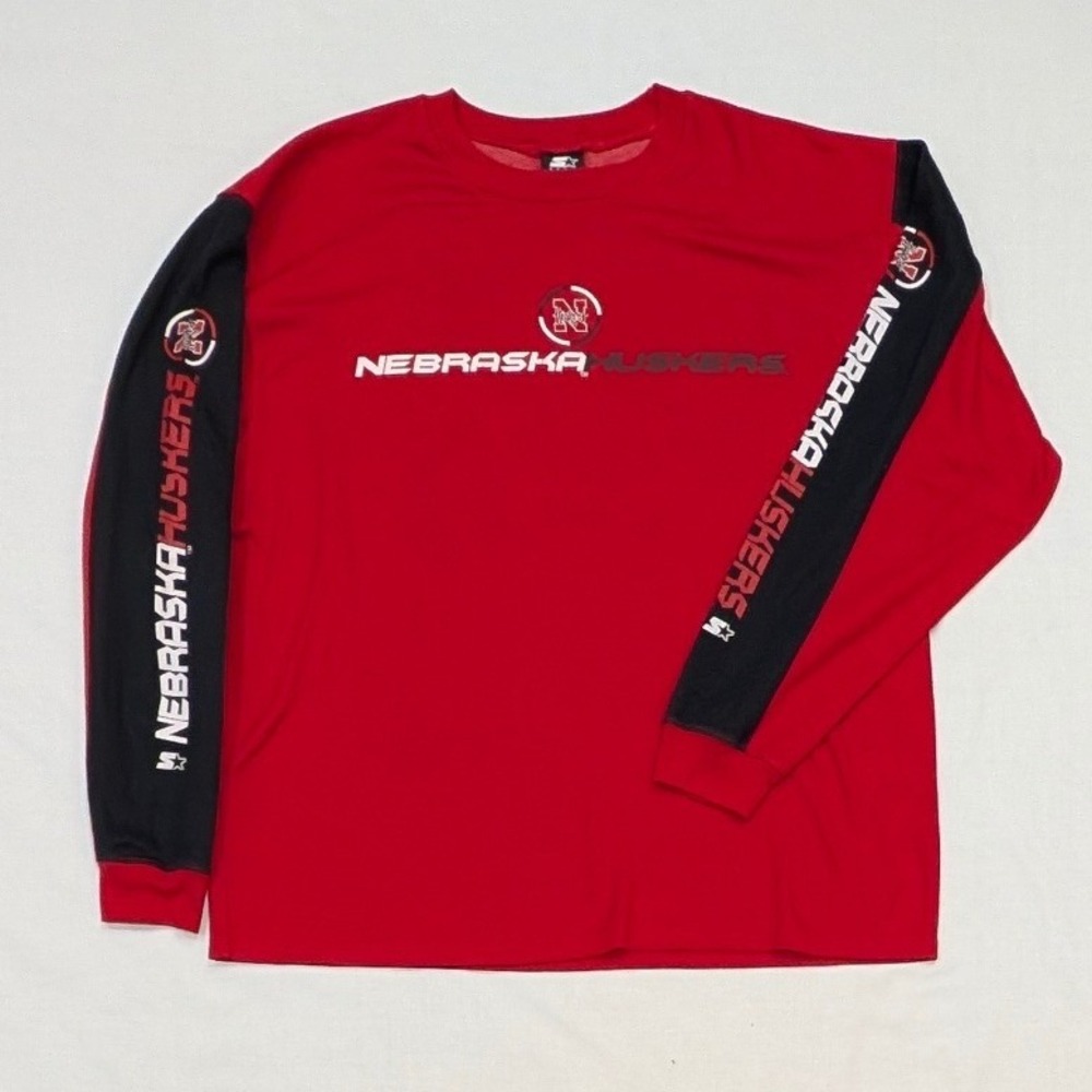 Starter Team Nebraska Huskers Mens Red Long Sleeve Shirt Large NCAA Football
